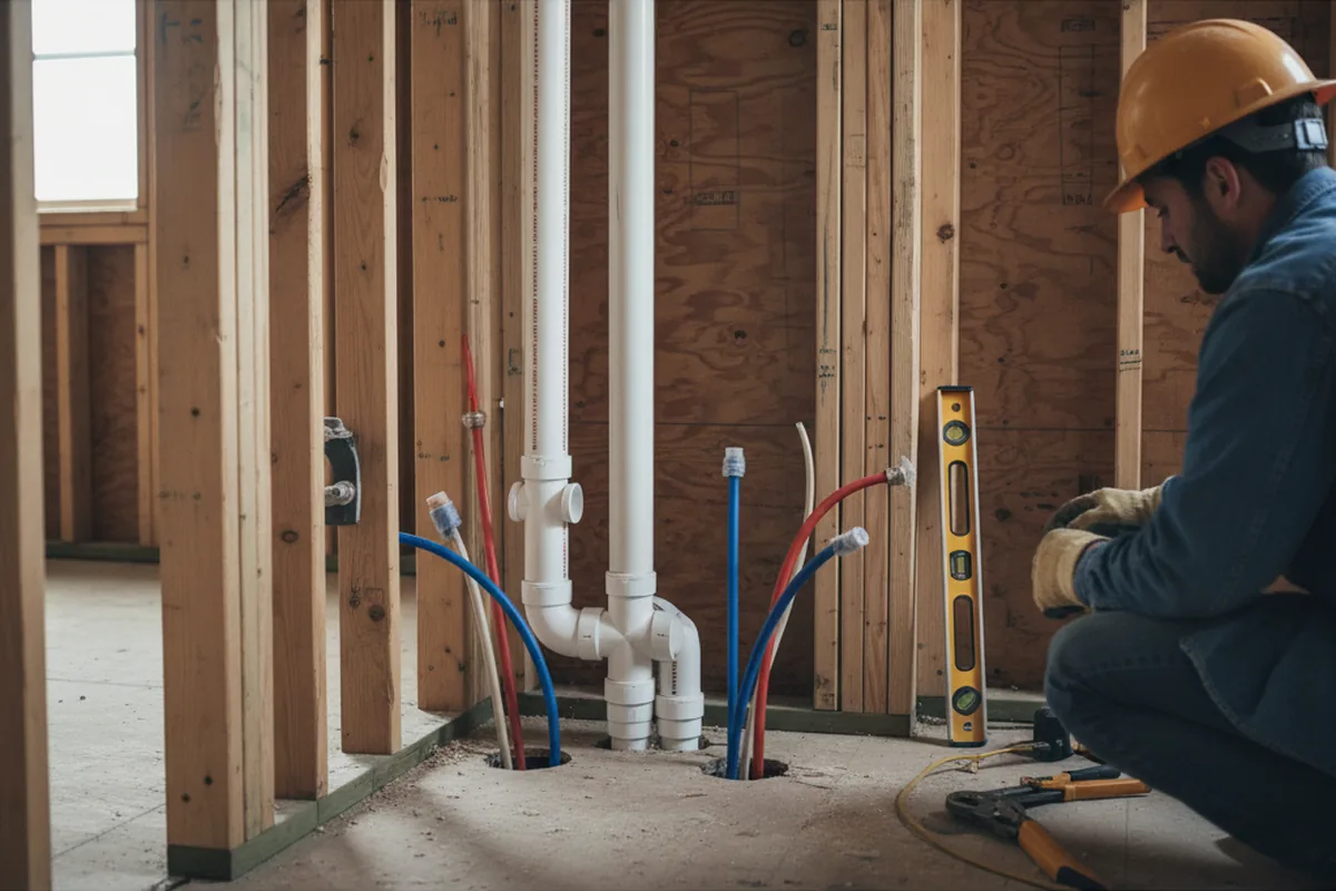 Drain and supply rough-in during Leak Detection in Logan